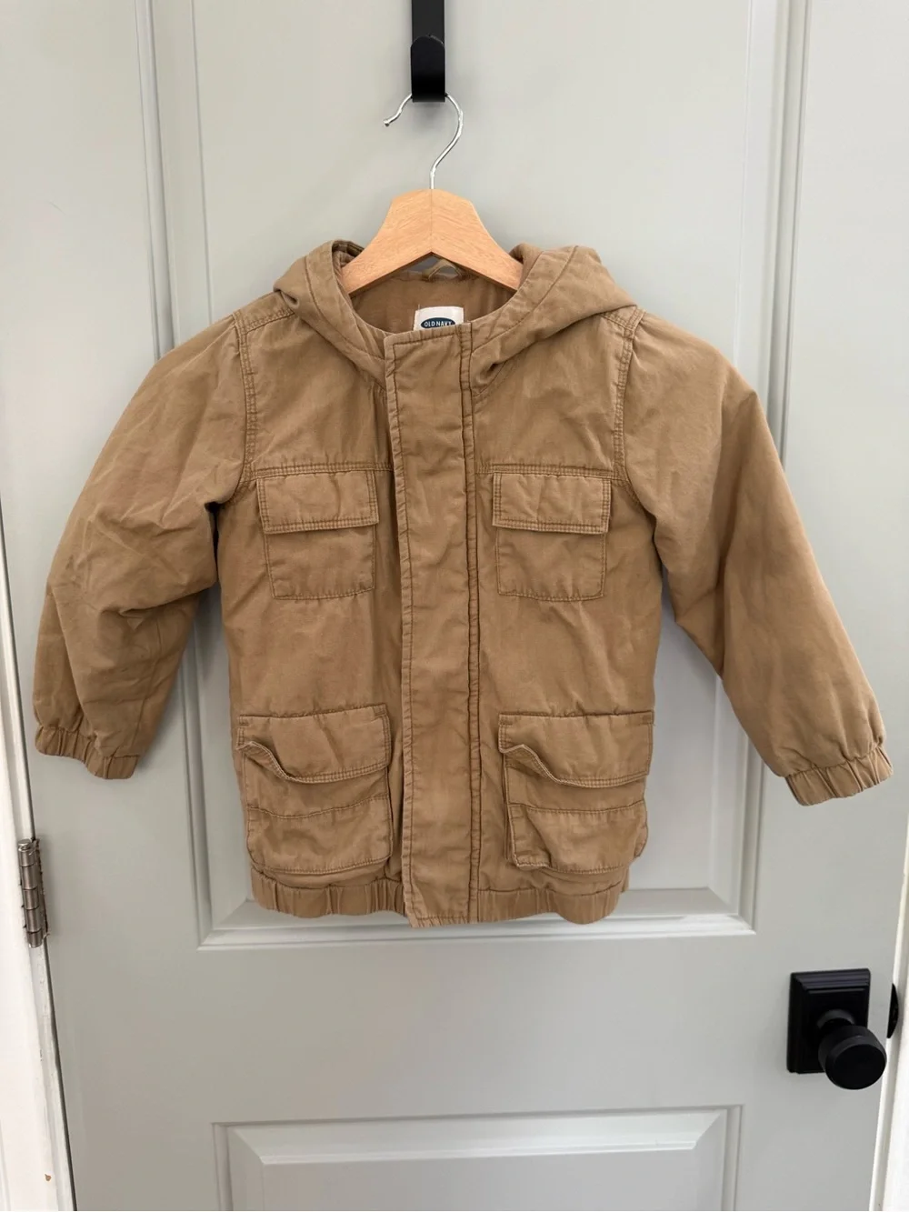 Old Navy Kids Hooded Utility Jacket in Tan